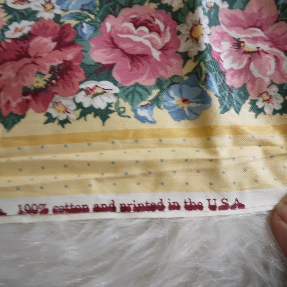 FABRIC PILLOW PANELS w/ border, Georgeous Dense Florals On Yellow 4 Panels 1 Yd